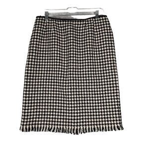 Kasper Skirt Womens 12 Black White Houndstooth Pencil Straight Career Corpcore
